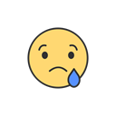 Facebook, Emoji, reaction, sad emoji Black icon