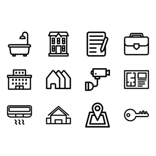Real state outlined icon packages