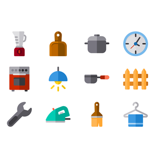 Household color icon packages