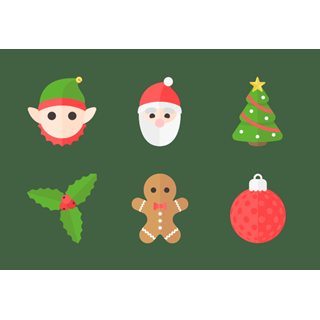 Merry flat Christmas icon packages