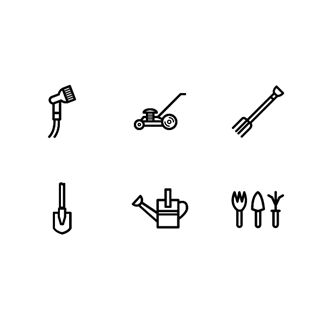 Gardening tools icon packages