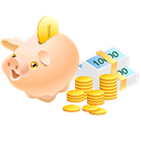 Cash, piggy bank, pig, Coins, Safe, Money Black icon