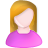 Female, pink, ginger, White, user Icon