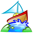 Boat, Browser, earth, world Black icon