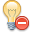 delete, lightbulb Black icon