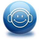 Audio, Headphones, listen, smile, music, media MidnightBlue icon