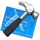 xcode, Build, Develop, hammer, tool, Blueprint, Development, developing DodgerBlue icon