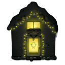 house, snowy, christmas, Lights Black icon