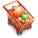 ecommerce, christmas, Full, shoppingcart Black icon