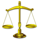Balance, gavel, law, justice, lawyer Black icon
