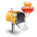 Box, mail box w/ hearts, mail, Hearts Black icon