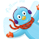 Follow me, twitter, bird SkyBlue icon