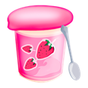 yoghurt, strawberries, food Black icon
