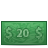 Dollar, 20, Money, Bill SeaGreen icon
