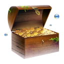 chest, treasure, jewel, Coins, gold Black icon