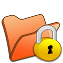 Orange, locked, Folder Black icon
