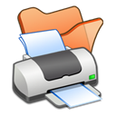 printer, Folder, Orange Black icon