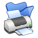 Blue, Folder, printer Black icon