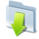 Folder, Down, Arrow, Downloads Black icon