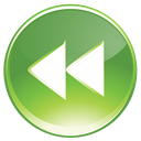 End, Backward, rewind, green OliveDrab icon