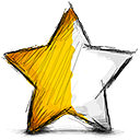 Left, half, star Black icon