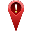 warning, pin, location DarkRed icon