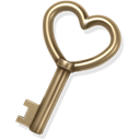 Heart, Key, gold, love Black icon