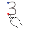 three, stroke, Gestureworks, number Black icon