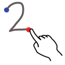 number, Gestureworks, two, stroke Black icon