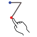 seven, number, stroke, Gestureworks Black icon