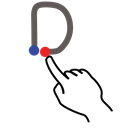 d, stroke, Letter, uppercase, Gestureworks Black icon