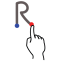 uppercase, stroke, Letter, r, Gestureworks Black icon