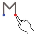 Gestureworks, M, Letter, uppercase, stroke Black icon