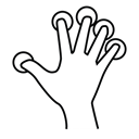 Finger, Gestureworks, tap, five Black icon