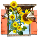 sunflowers, window, flowers Black icon