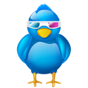 cinema, bird, Logo, 3d, social media, Social, tweet, video, twitter, movie Black icon
