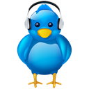 twitter, Audio, Social, Logo, tweet, music, Headphones, volume, social media, bird Black icon