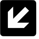 Down, Left, Arrow Black icon