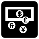 Cash, Money, exchange, Currency Black icon
