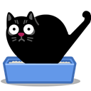 poo, Cat, litterbox, cat litter Black icon