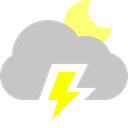 Moon, Cloud, lightning Silver icon