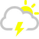 lightning, sun, Cloud Black icon