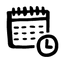 Wait, timer, hand-drawn, Schedule, Month, Alarm, timetable, Clock, event, timing, time, plan, deadline, hours, date, day, Calendar Black icon