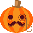 pumpkin, jack-o-lantern, tophat, Monocle, posh, halloween DarkOrange icon