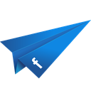 Blue, Facebook, Origami, paper plane, social media Black icon