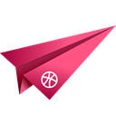 pink, paper plane, social media, Origami, dribbble Black icon