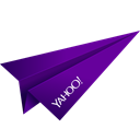 social media, purple, Origami, paper plane, yahoo Black icon