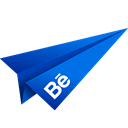 Behance, Origami, Blue, paper plane, social media Black icon