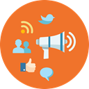 Rss, social media, network, Internet marketing, Comment, bullhorn, online marketing, marketing, Users, Connection, internet, speech bubble, Blogging, seo, Communication, advertising, News, web, megaphone Chocolate icon