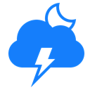 lightning, Moon, Cloud DodgerBlue icon